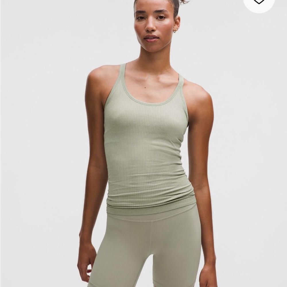 Women's Lululemon Sage Green ebb to street built in bra Ribbed Tank Top